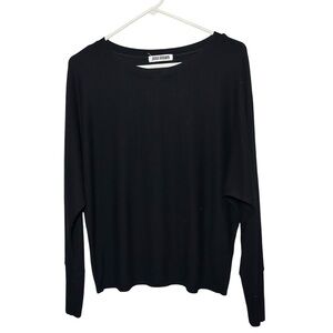 JOAH BROWN Black Dolman Long Sleeve Slouchy Rib Knit Top Comfy Streetwear Size M